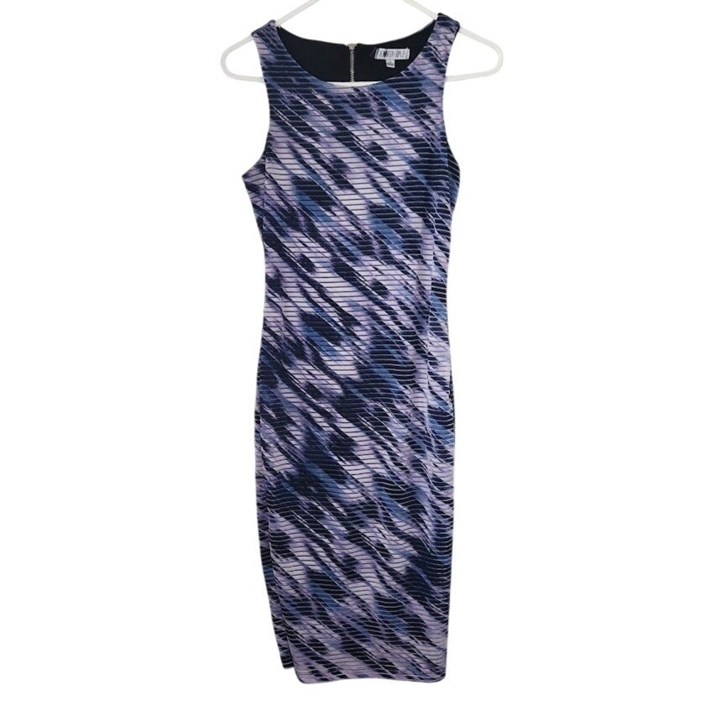Jennifer Lopez Women's Blue Purple Abstract Textured Sheath Dress Size 4 JLo 231